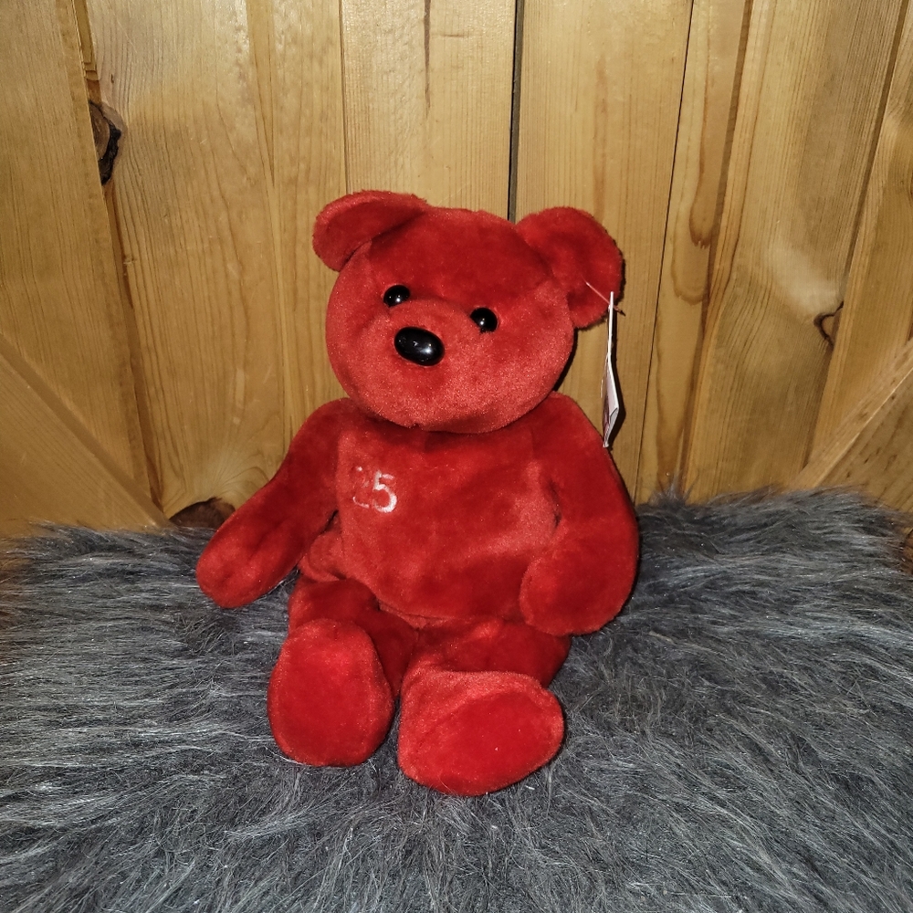 Mark McGwire Salvinos Big Bammer Bear Plush Stuffed Animal #25 Bean Bag Red 1999